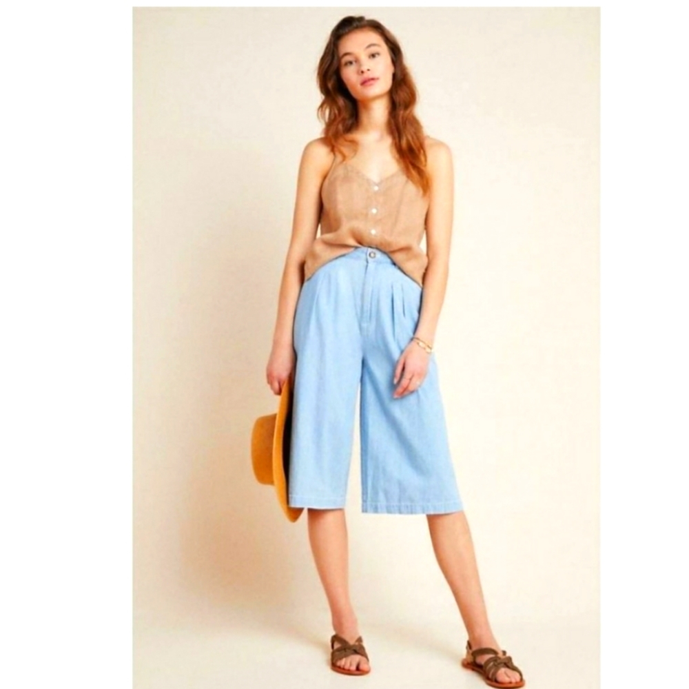 Anthropologie Mina Chambray Culottes 29